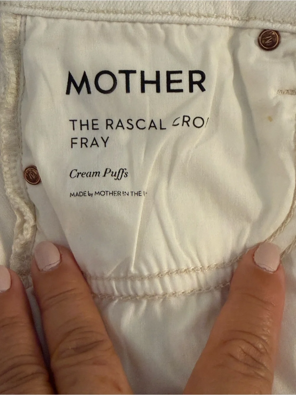 MOTHER the rascal crop fray jeans Women's White size 26
